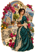 Azulejo Courtyard in Teal