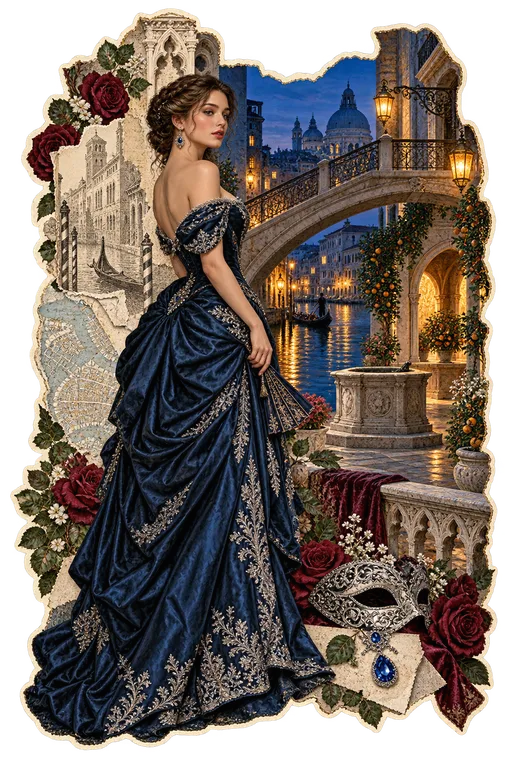 Venetian Twilight in Sapphire Silk