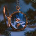 Winter Cottage Locket — Printed